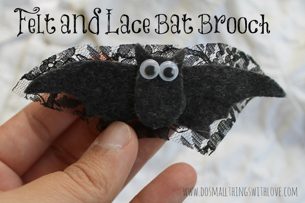 felt and lace bat brooch