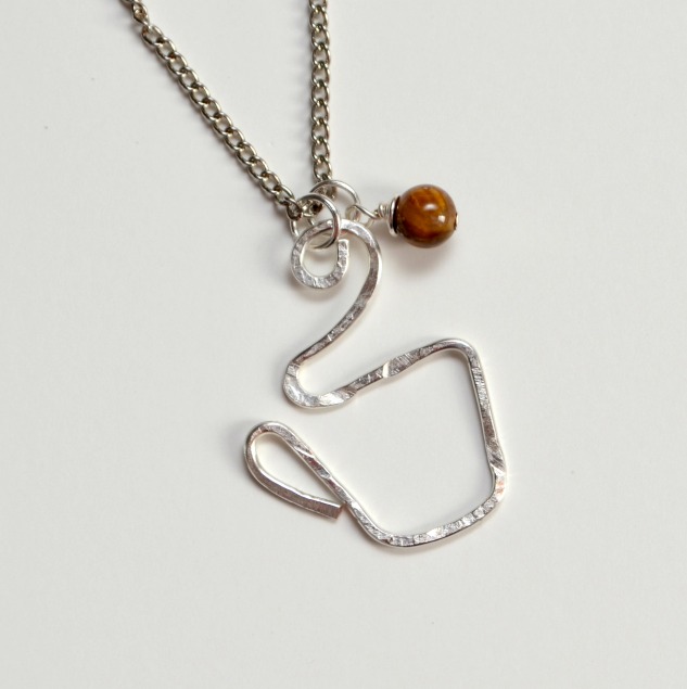 Hammered Wire Coffee Cup Necklace