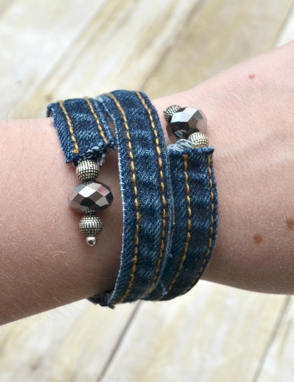 Denim Wrap Bracelet made from old jeans