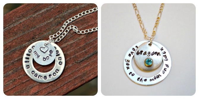 Stamped Washer Necklaces for Moms