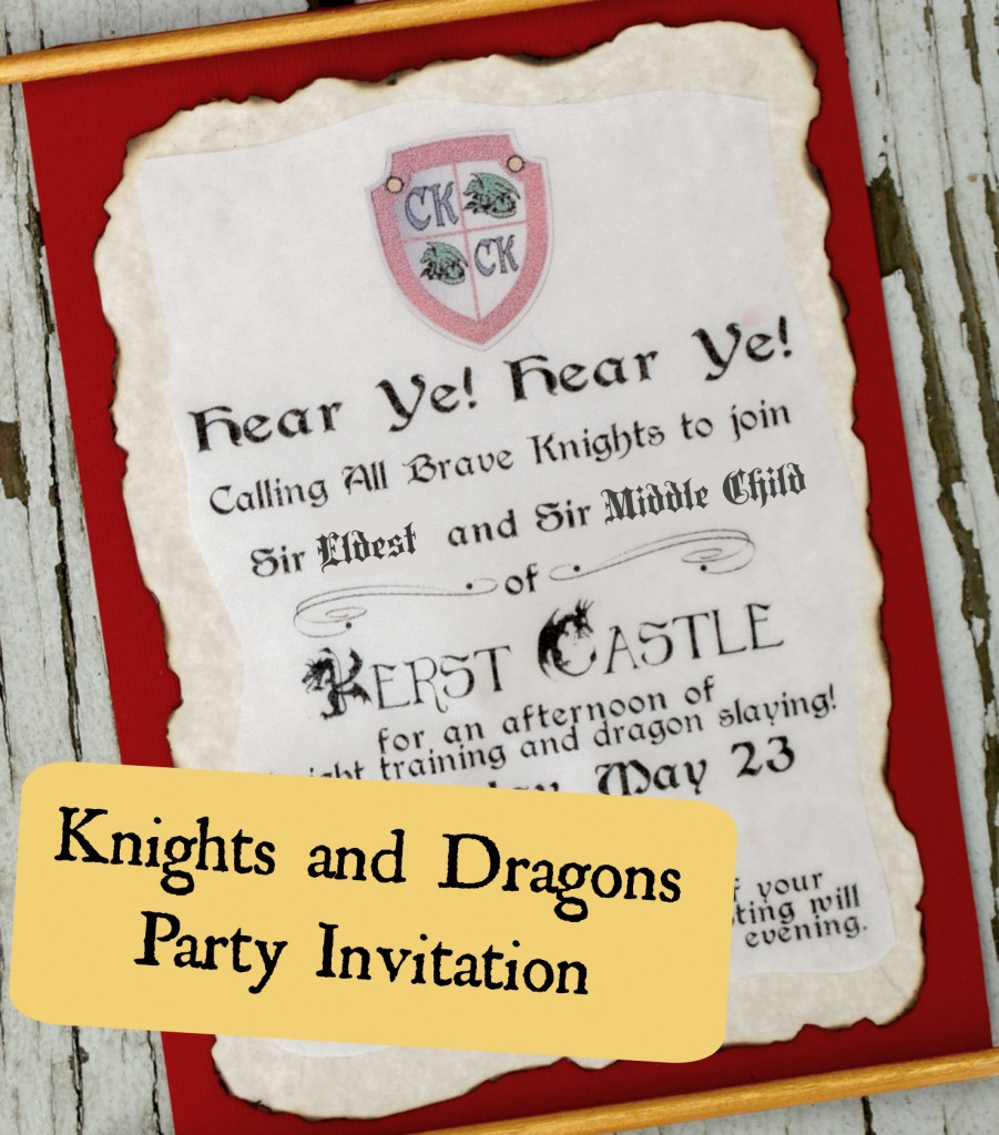 Knights and Dragons Party Invitation