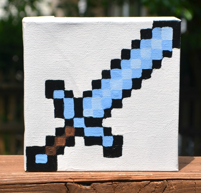 Minecraft Diamond Sword Canvas