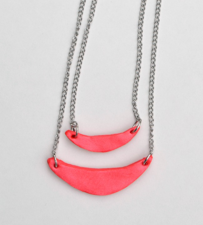 Layered Crescent Necklace made with Sculpey