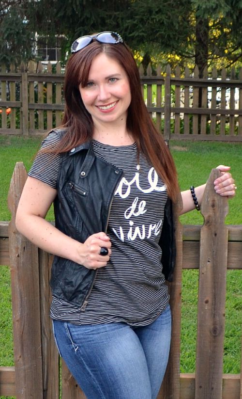 Leather Vest with Graphic Tee