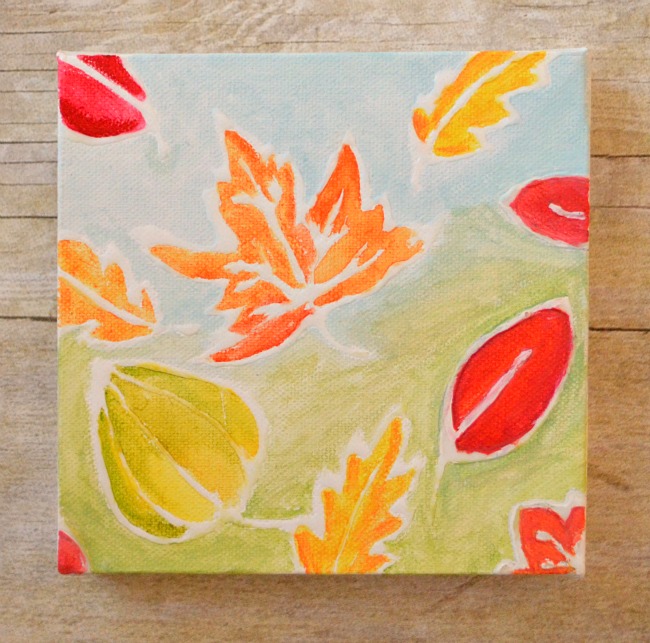 Watercolor Resist Leaf Paintings