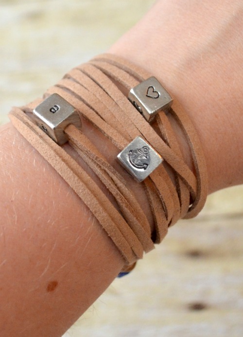Stamped Cubes Wrap Bracelet