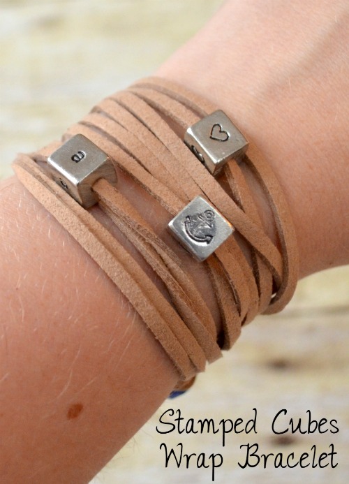 Stamped Cubes Wrap Bracelet