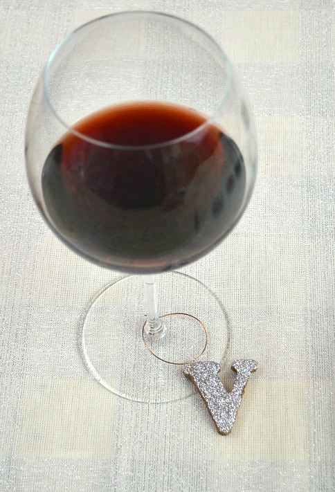 Glitter Monogram Wine Charms