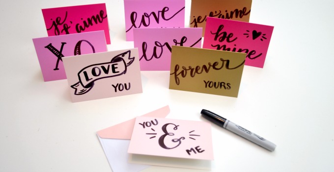 Hand Lettered Valentine Notecards