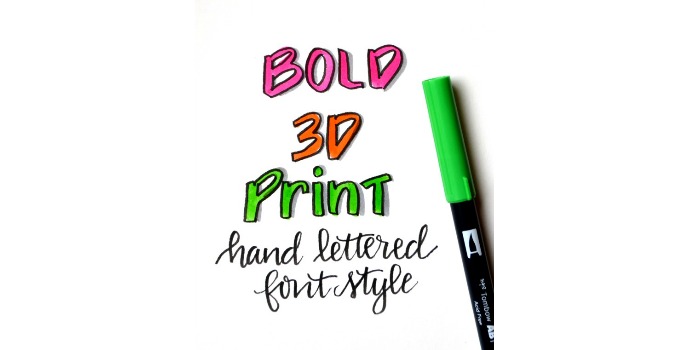 Bold 3D Print Hand Lettered Font Style