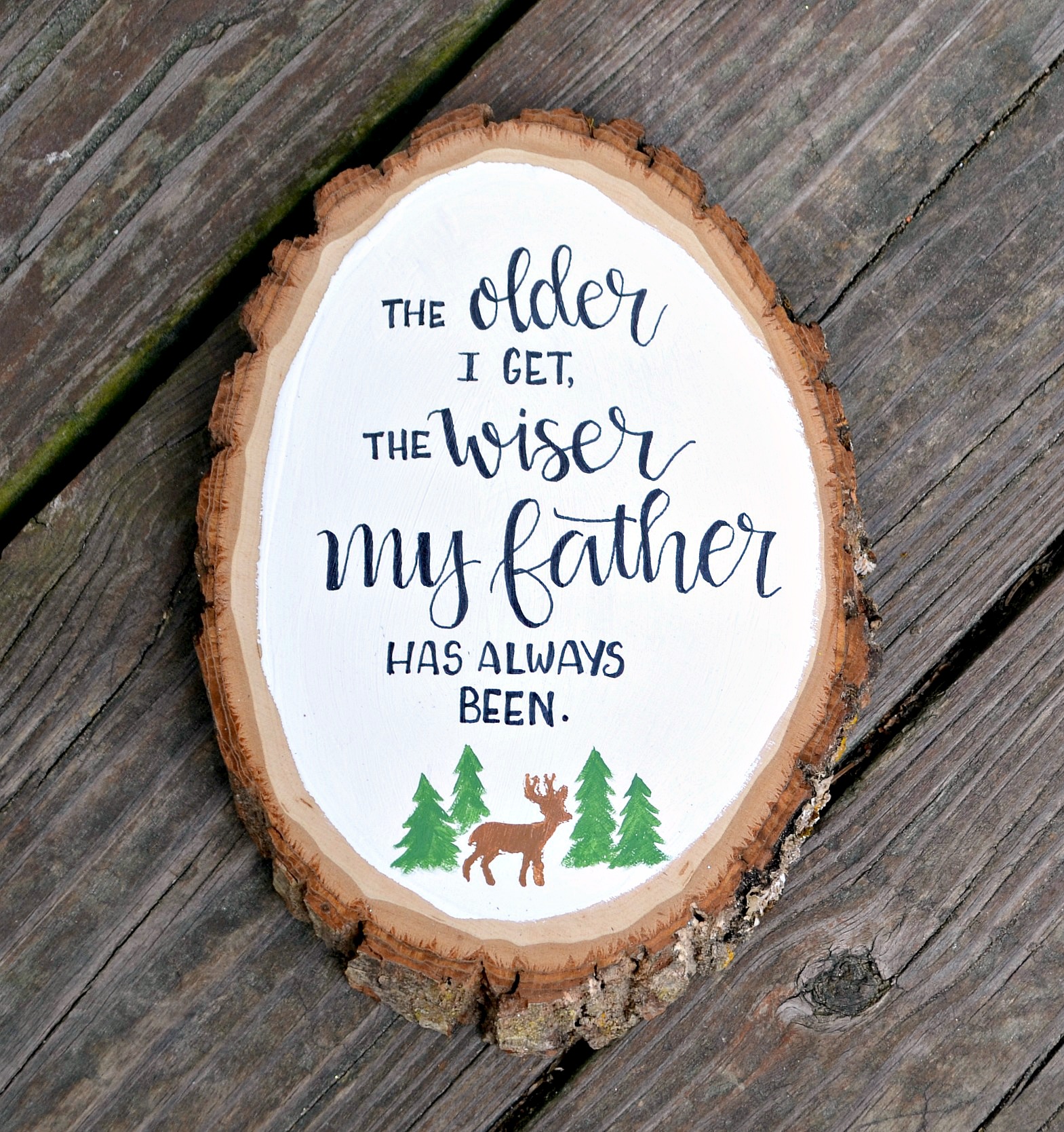 Father's Day Older and Wiser Hand Lettered Plaque