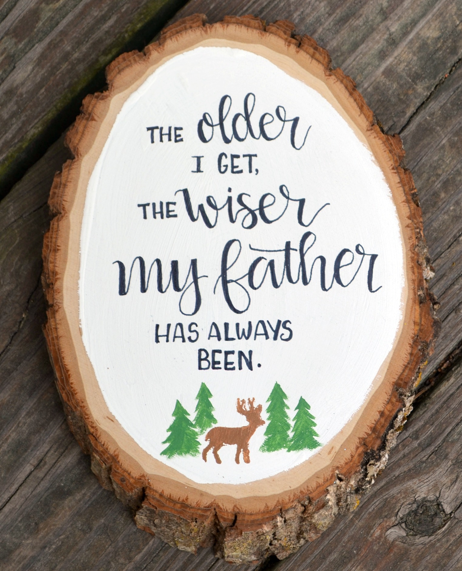 Father's Day Older and Wiser Hand Lettered Plaque