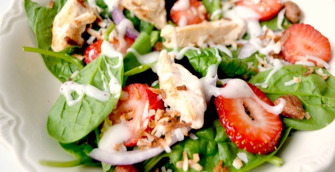 Grilled Chicken and Strawberry Spinach Salad