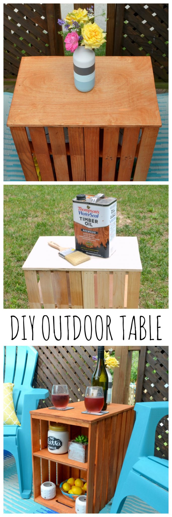 DIY Stained Outdoor Crate Table