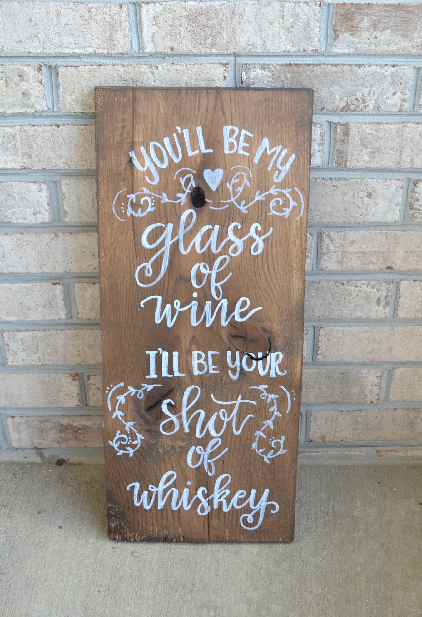 Rustic Hand Lettered Wedding Sign: Wine & Whiskey