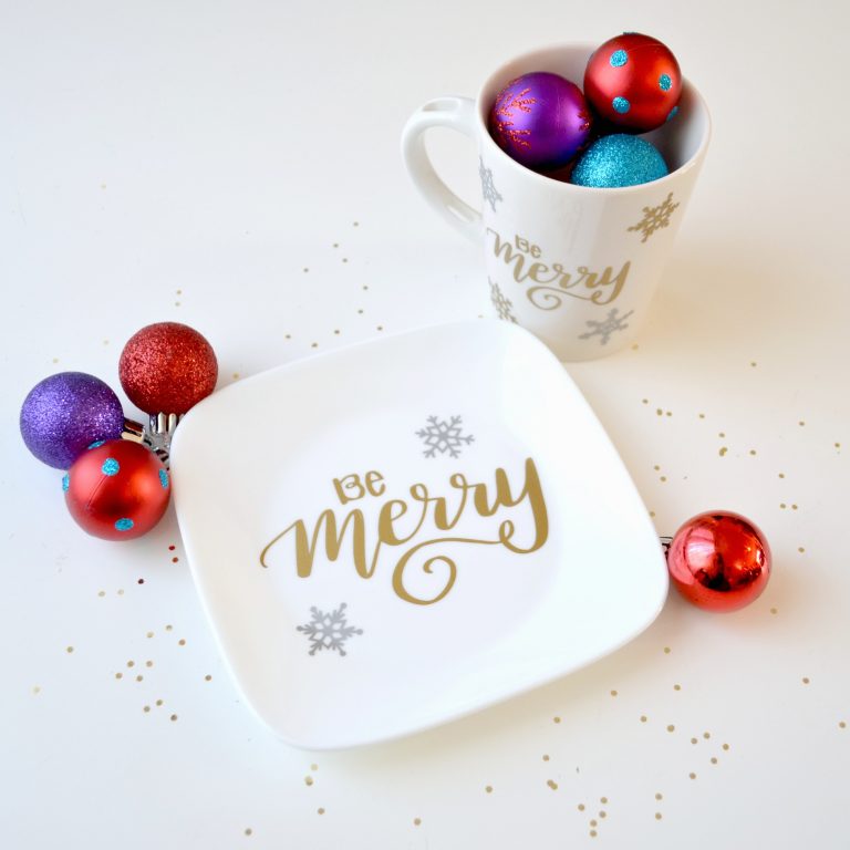 Hand Lettered Holiday Dishware & a Silhouette Cameo 3 Giveaway!