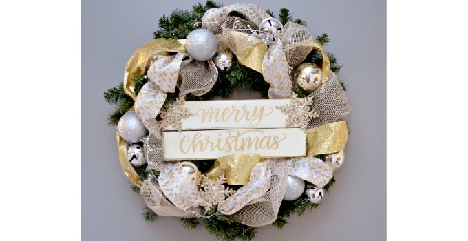 Metallic Hand Lettered Christmas Wreath