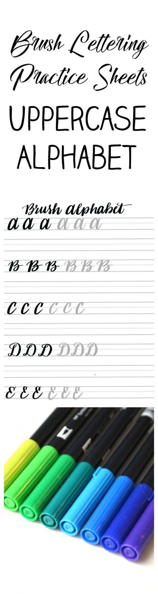 Free Brush Lettering Uppercase Alphabet Practice Sheets