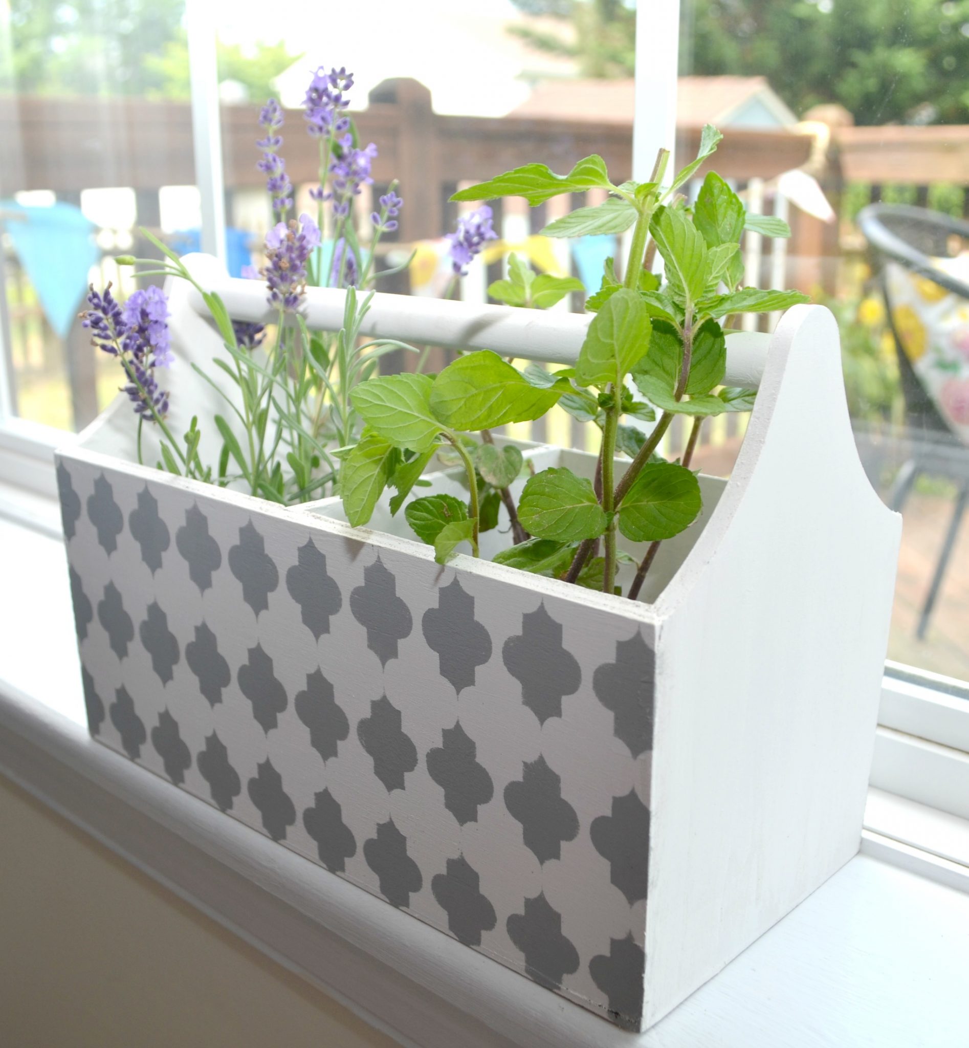 Stenciled Planter for Herbs