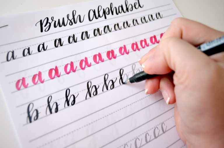 Free Brush Lettering Practice Sheets: Lowercase Alphabet