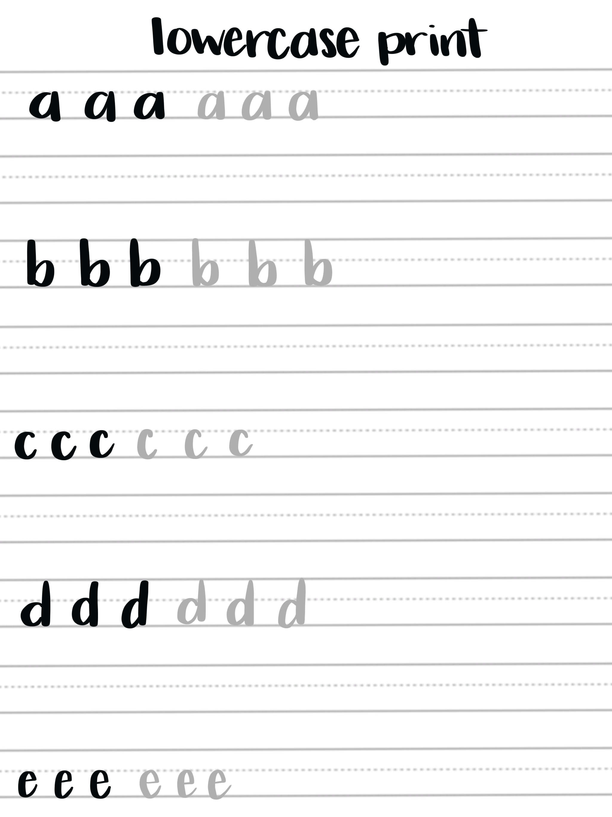 Lowercase Brush Print Alphabet