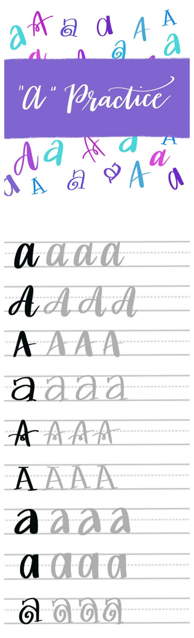 Hand Lettering Practice Sheet: The Letter A