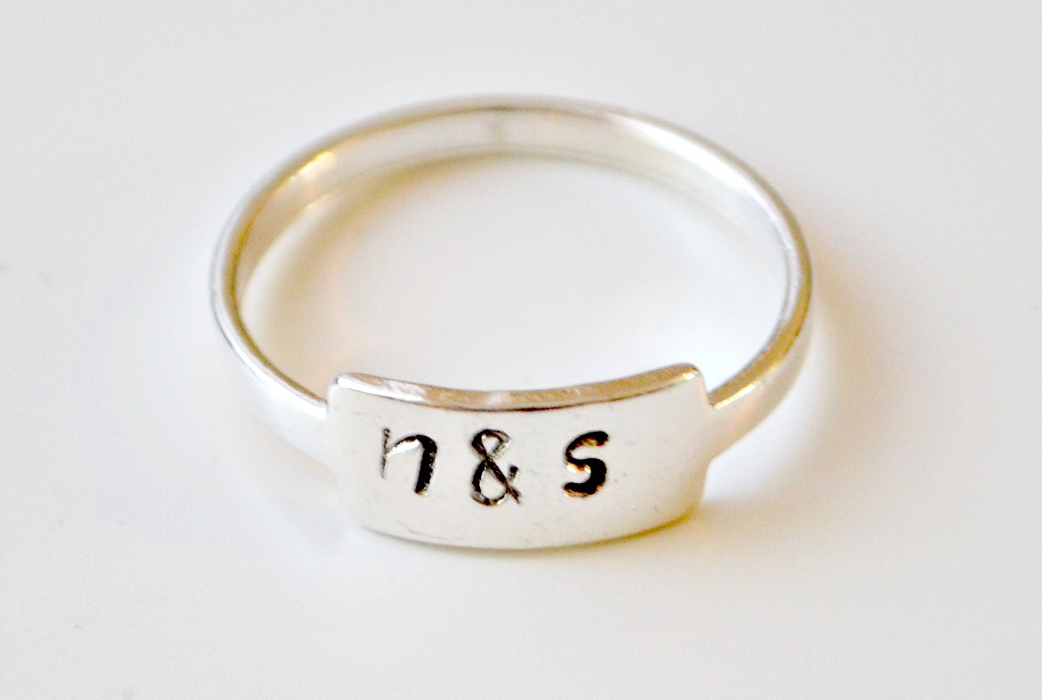 Hand Stamped Sterling Silver Tab Ring