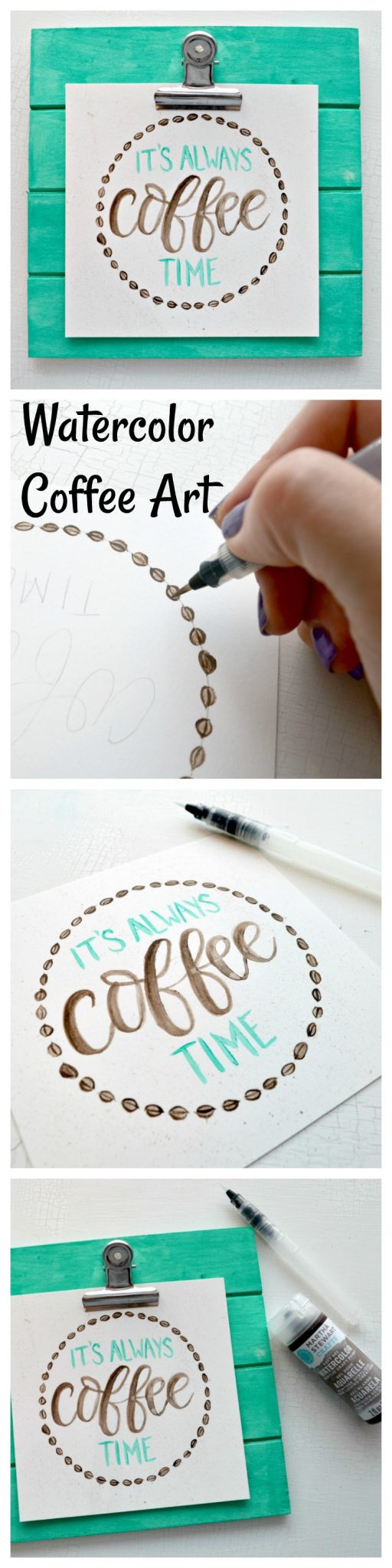 Hand Lettered Coffee Art with Watercolor Paints