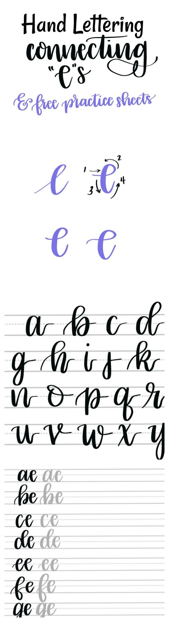 Hand Lettering Practice Pages: Connecting Letters