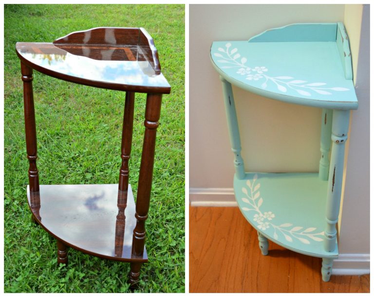Painted & Stenciled Corner Table