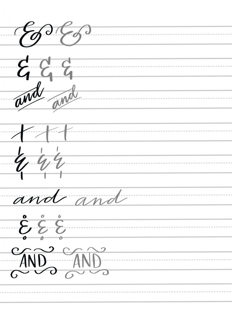 Free Hand Lettering Practice Page: "And" and Ampersands - Amy Latta ...