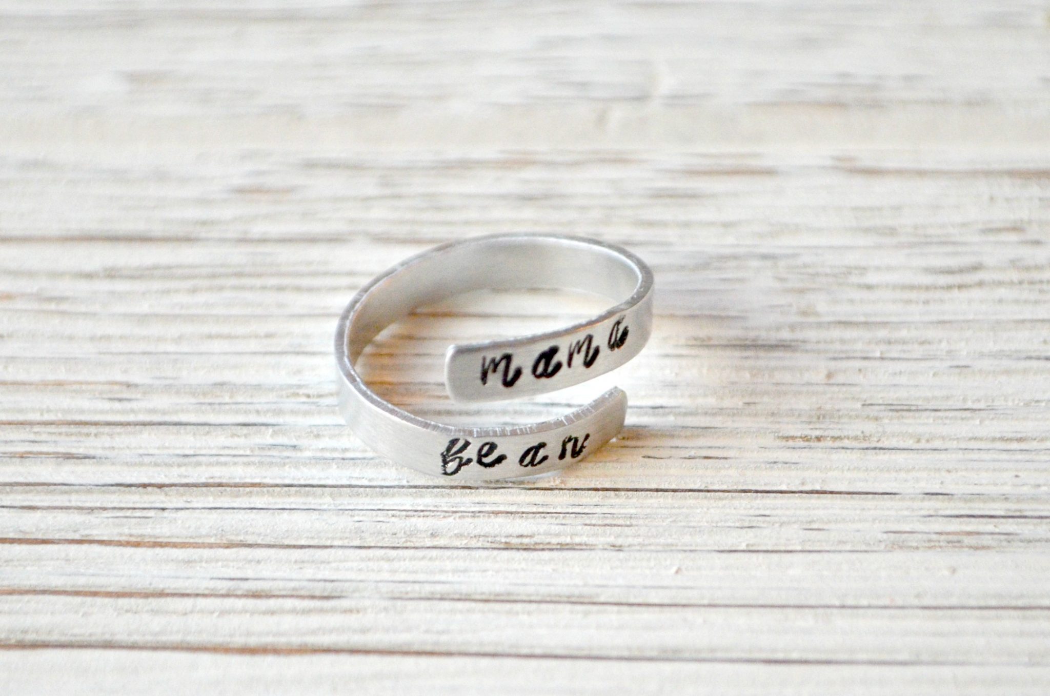 Hand Stamped Mama Bear Wrap Ring