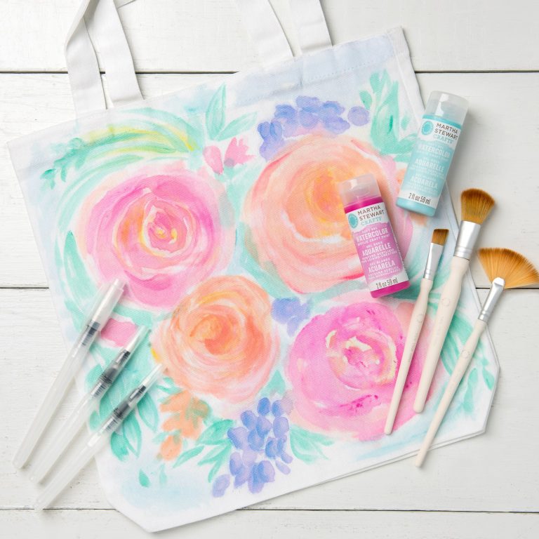 Floral Notes Watercolor Tote Bag: Paint With Plaid