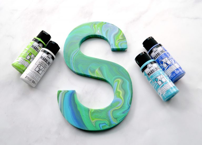 Marbled Monogram with FolkArt Marbling Paints