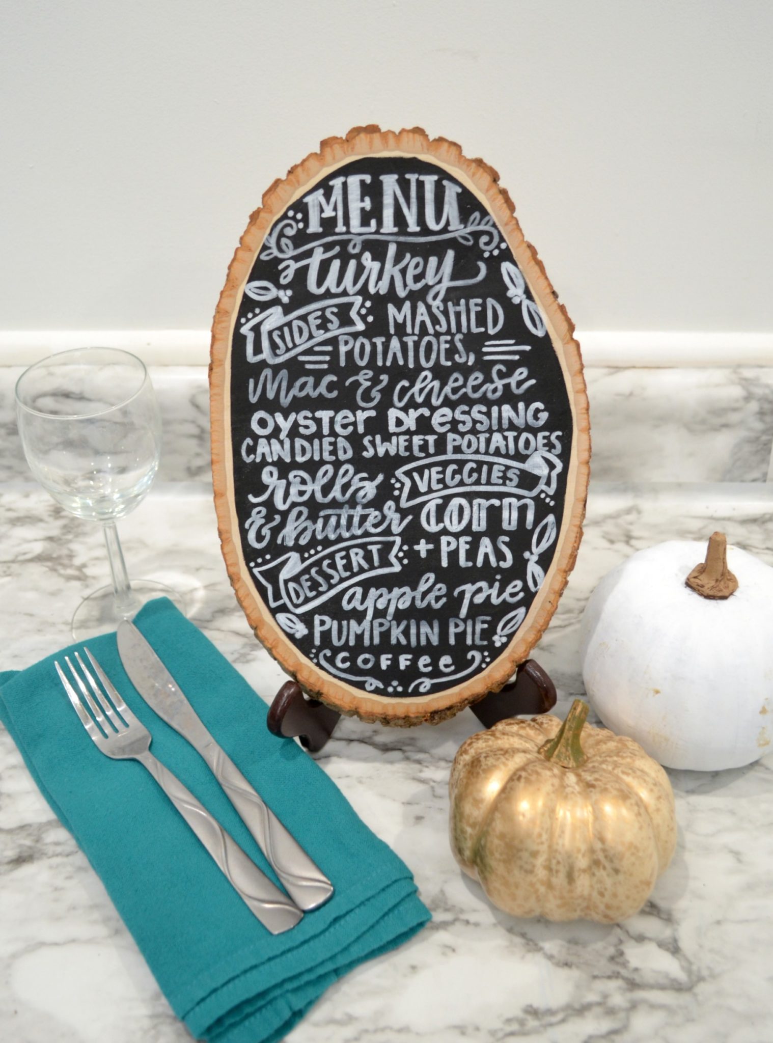 Hand Lettered Thanksgiving Menu Board
