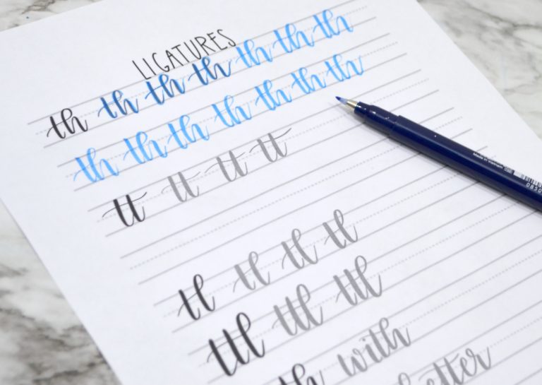 Hand Lettering Practice Sheet: Ligatures