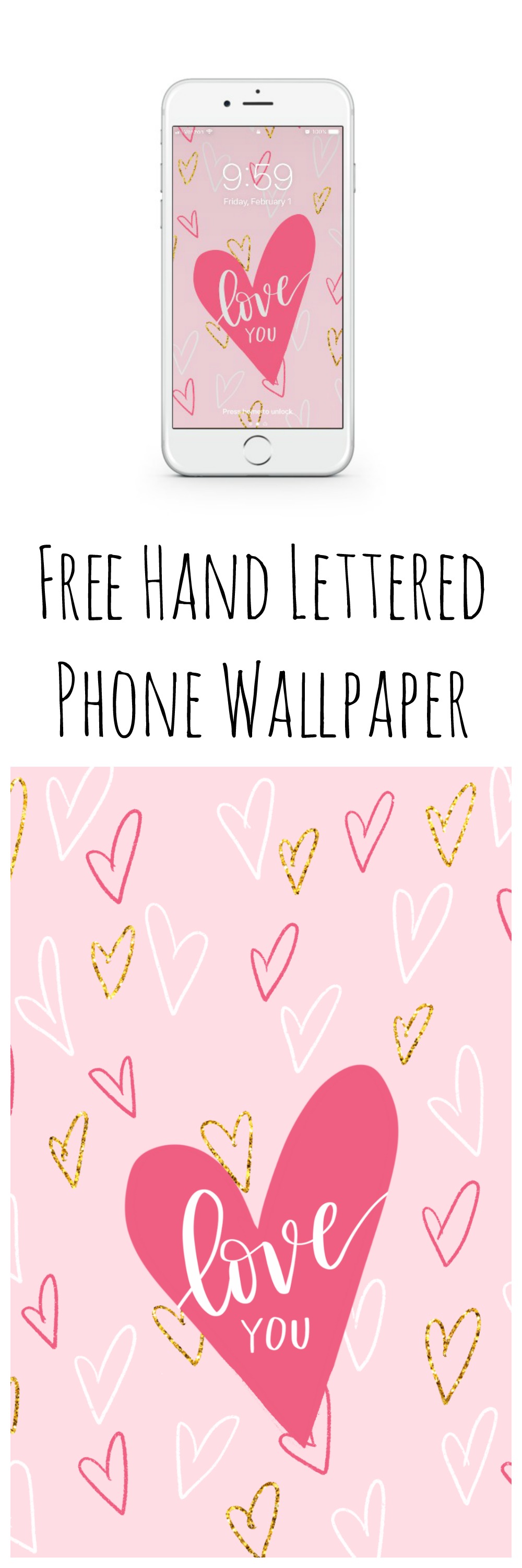 Free Hand Lettered Valentine Phone Wallpaper