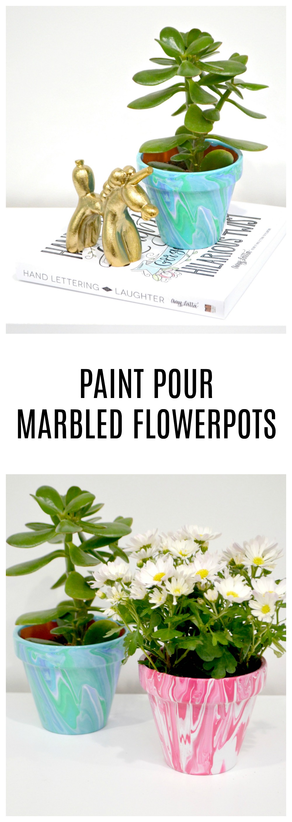 Paint Pour Marbled Flowerpots