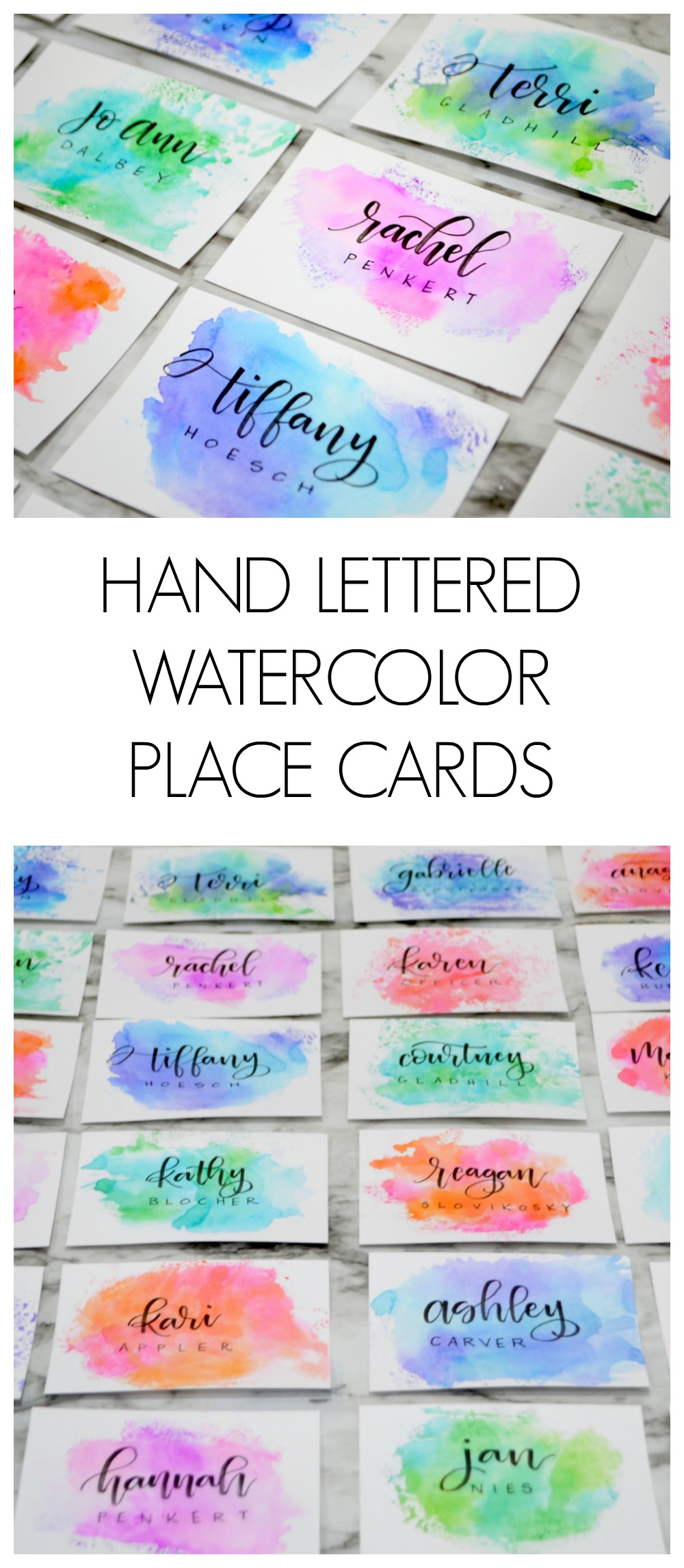 Hand Lettered Watercolor Place Cards