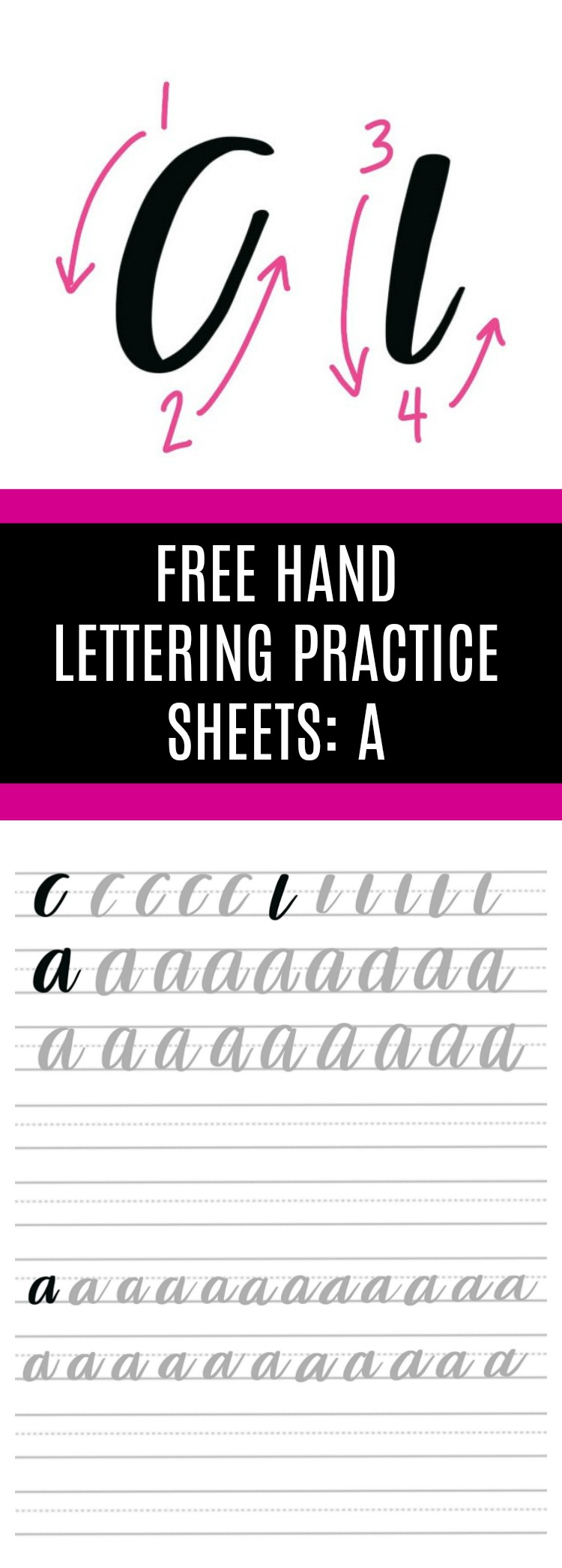 Free Hand Lettering Practice Sheet: A