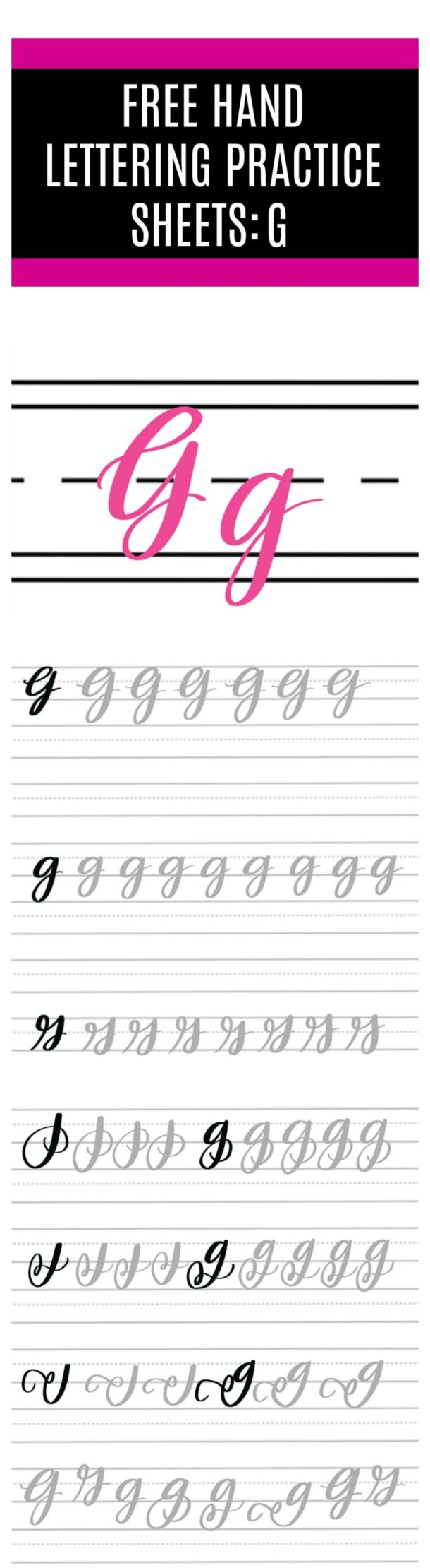 Free Hand Lettering Practice Sheets: G - Amy Latta Creations