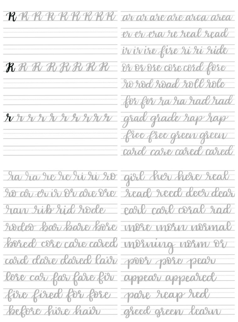 Handwriting Analysis Letter R Free Hand Lettering Practice Sheets: R - Amy Latta Creations