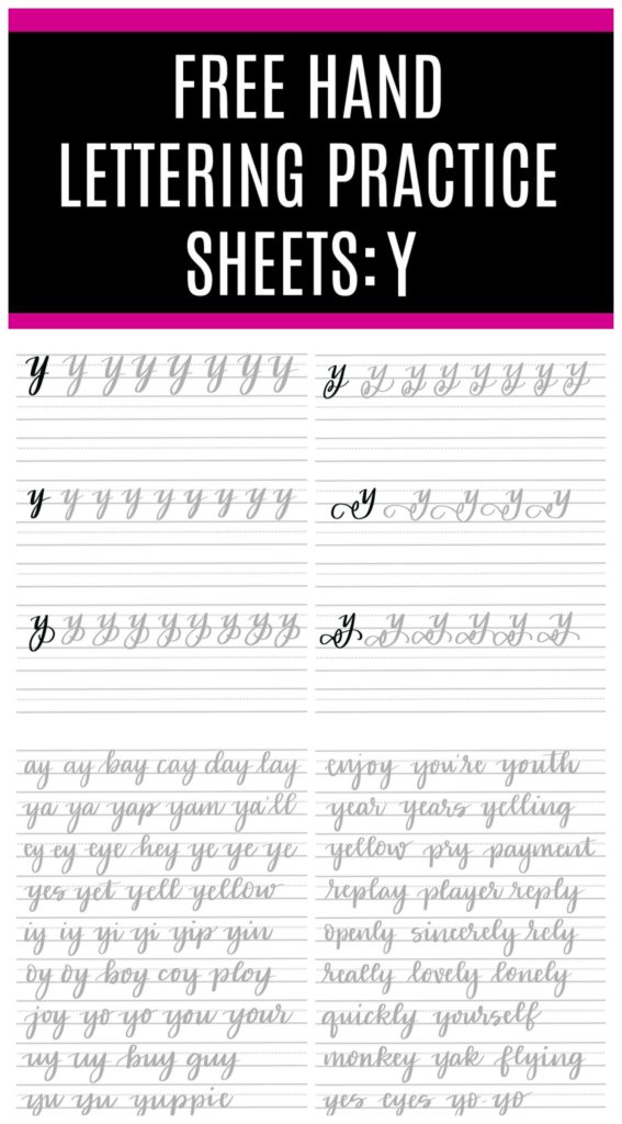 Y Lettering Basic Free Hand Lettering Practice Sheets: Y - Amy Latta Creations