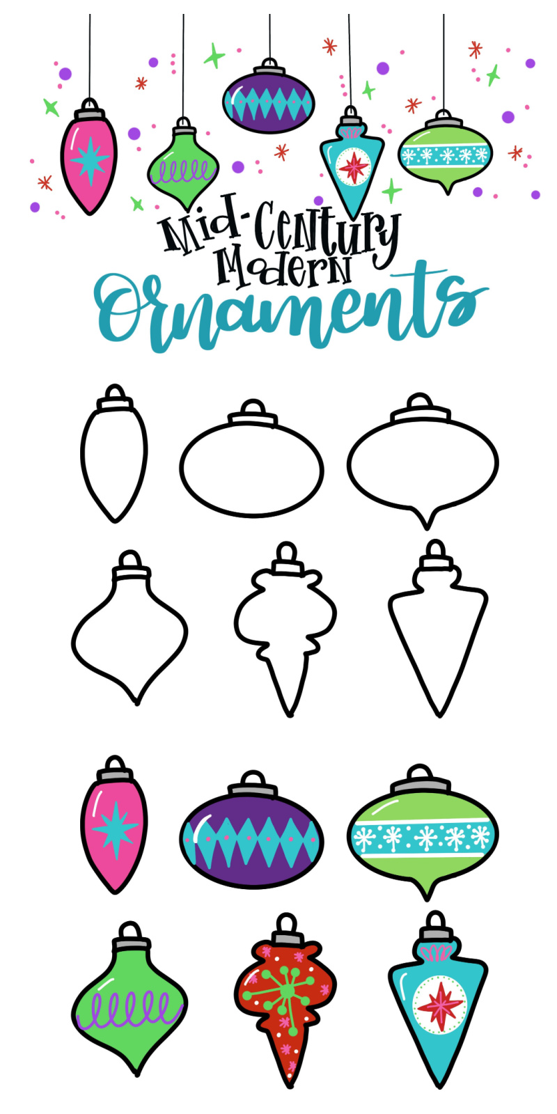 How to Draw Mid-Century Modern Ornaments