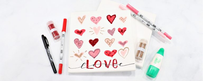 Valentine Glitter Heart Canvas