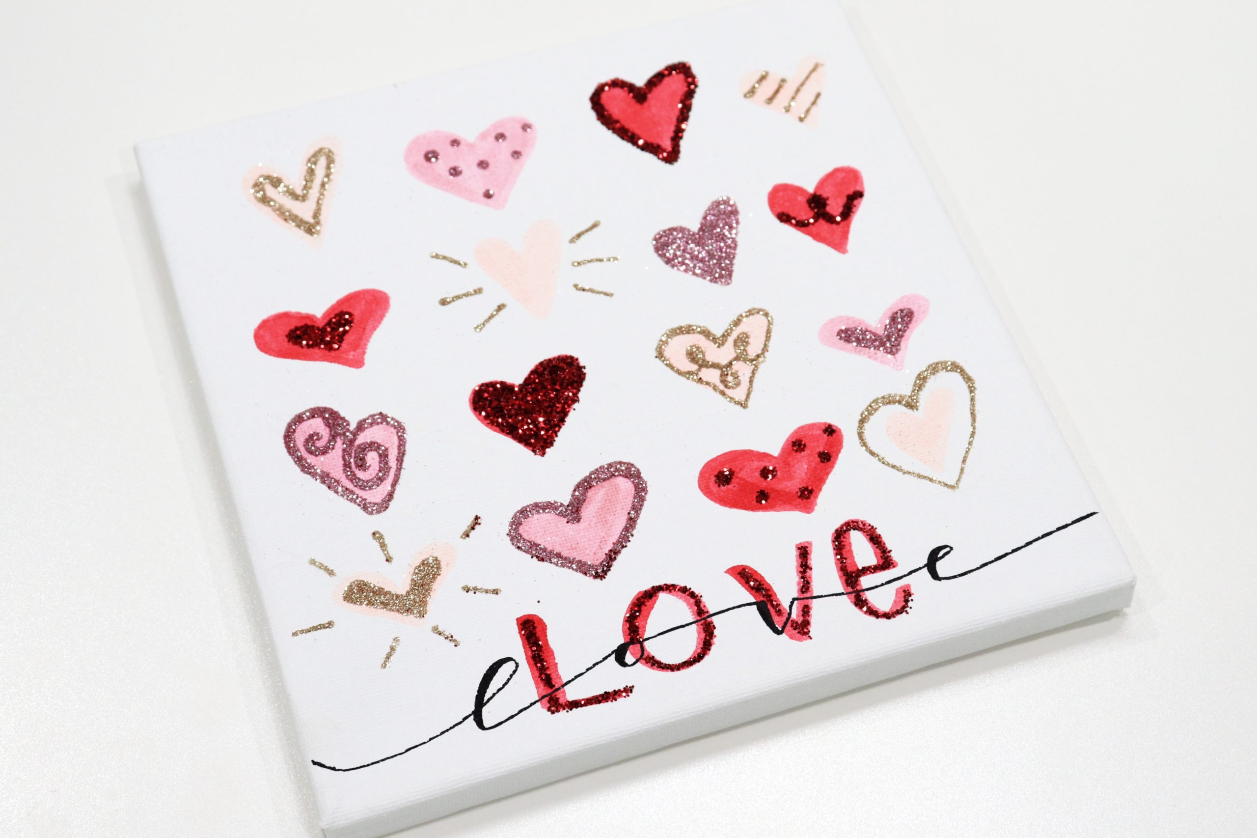 Valentine Glitter Heart Canvas - Amy Latta Creations