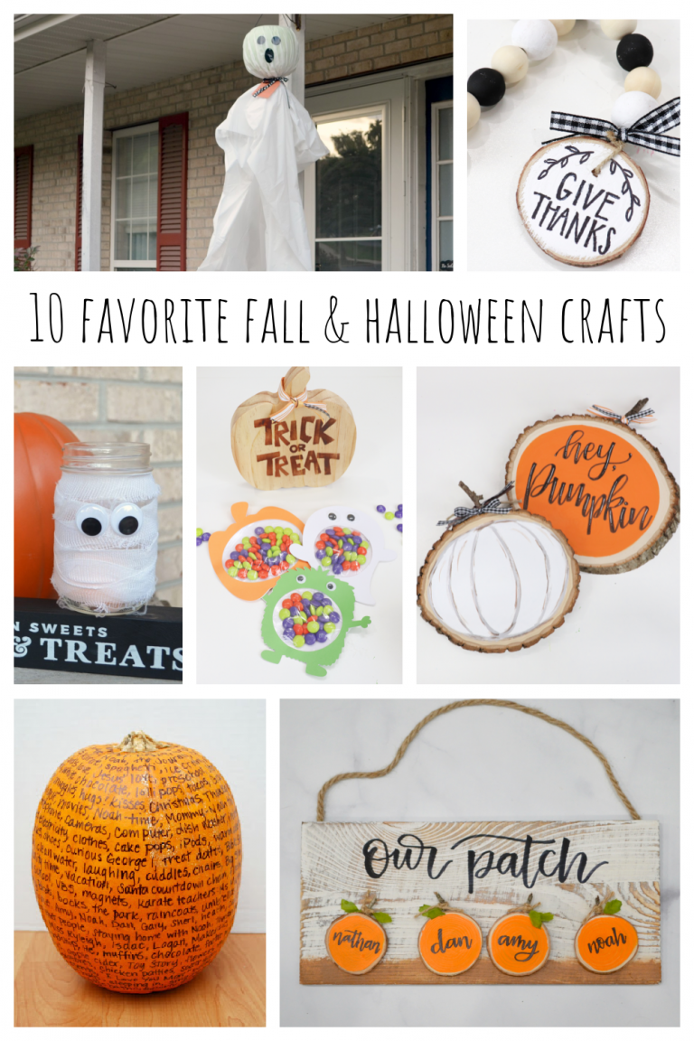 Image is a collage of fall craft ideas.
