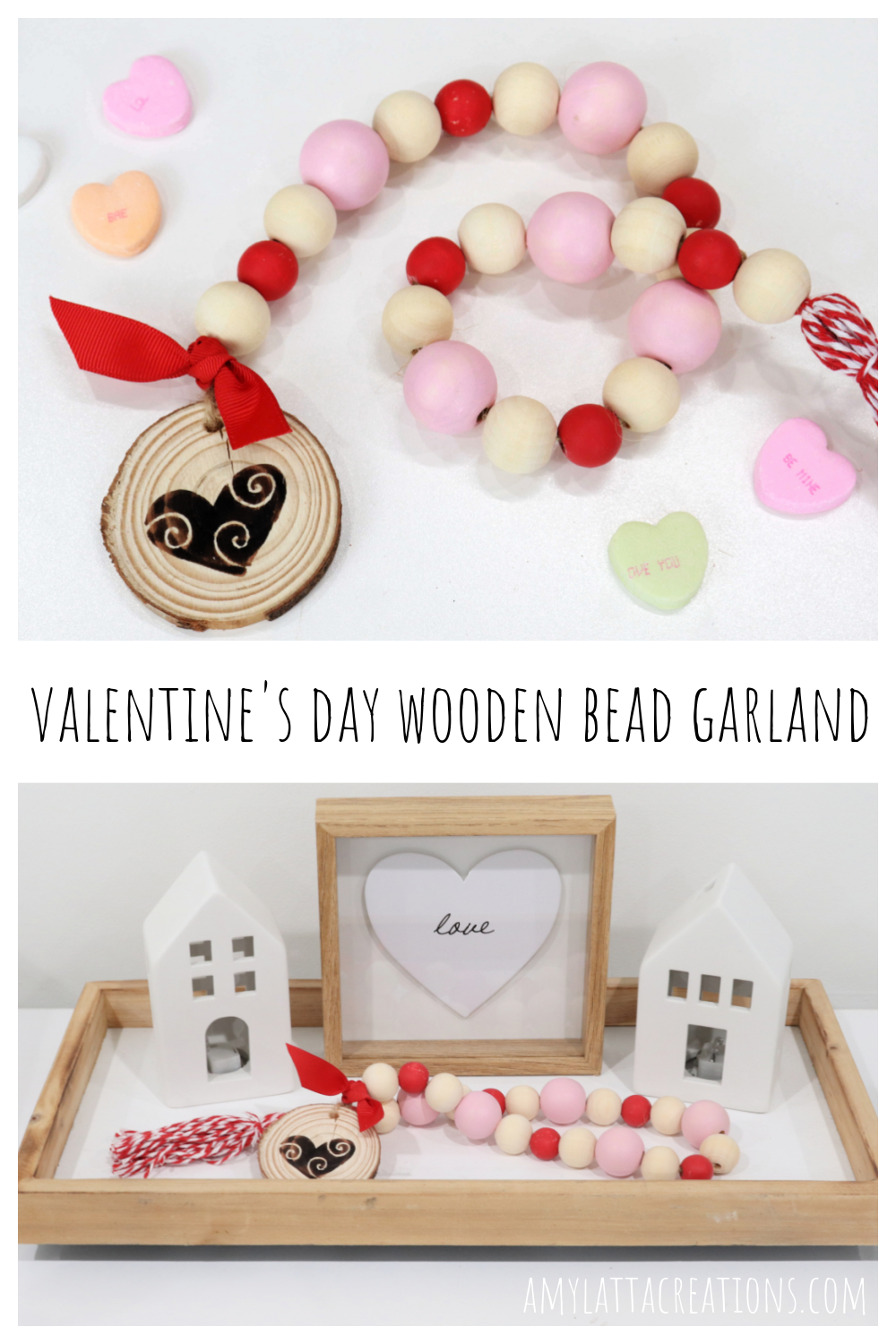 Wooden Valentine's Beads - At Charlotte's House