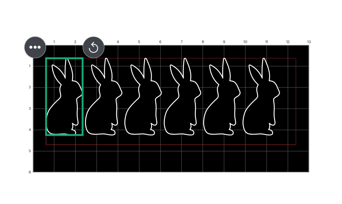Image is a screenshot from Cricut Design Space showing six bunny silhouettes.