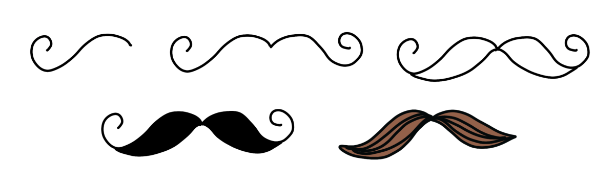 Image contains a step by step breakdown of how to draw mustaches.